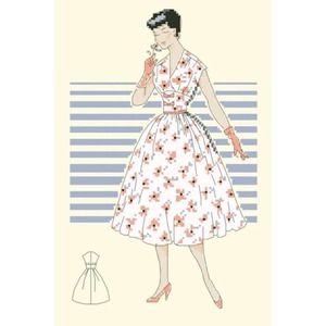 MCM Dress Pattern Cross Stitch Kit Vtg Fashion Needlepoint complete Kit 381